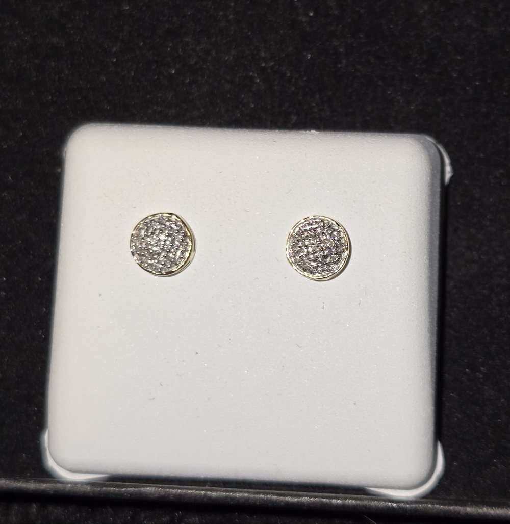 Yellow Gold 10k W/ Earth Mined Diamonds~ Threaded Post For Spin On Backs